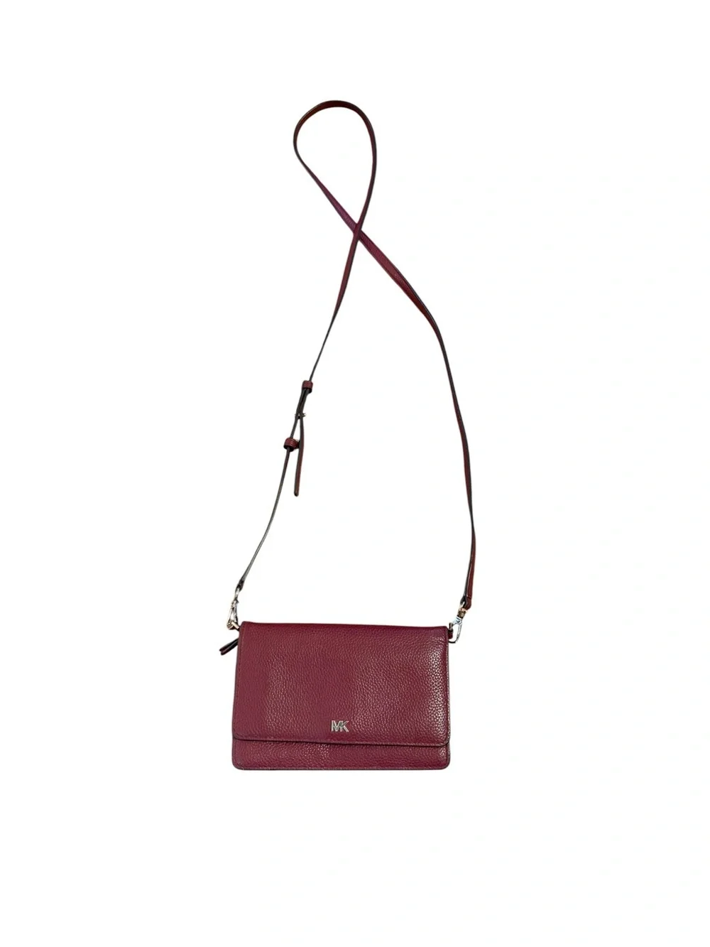 Michael Kors Pebbled Leather Wine Crossbody Bag